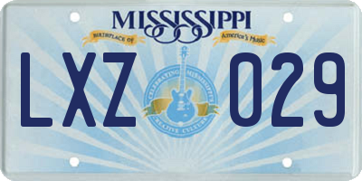MS license plate LXZ029
