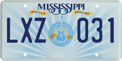 MS license plate LXZ031