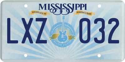 MS license plate LXZ032
