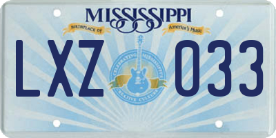 MS license plate LXZ033