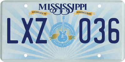 MS license plate LXZ036