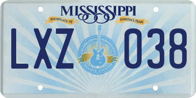 MS license plate LXZ038