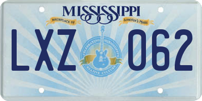 MS license plate LXZ062