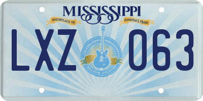 MS license plate LXZ063