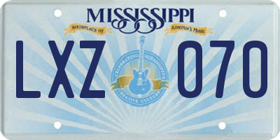 MS license plate LXZ070