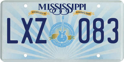 MS license plate LXZ083