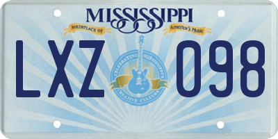 MS license plate LXZ098