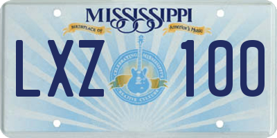 MS license plate LXZ100
