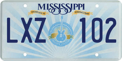 MS license plate LXZ102