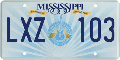 MS license plate LXZ103
