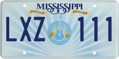 MS license plate LXZ111