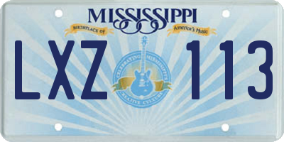 MS license plate LXZ113
