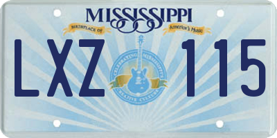 MS license plate LXZ115