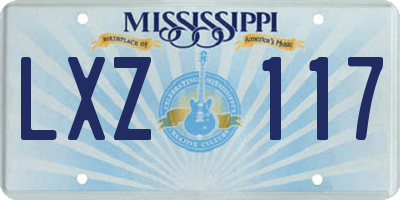 MS license plate LXZ117