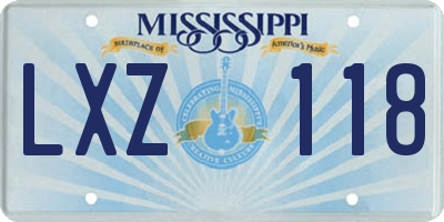 MS license plate LXZ118