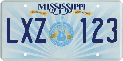 MS license plate LXZ123