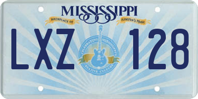 MS license plate LXZ128