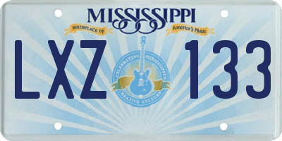 MS license plate LXZ133