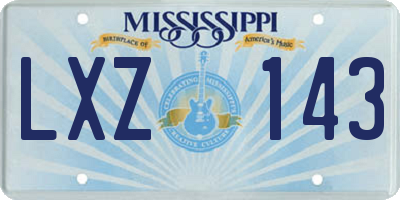 MS license plate LXZ143