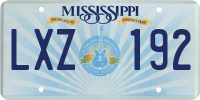 MS license plate LXZ192