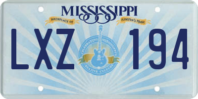 MS license plate LXZ194
