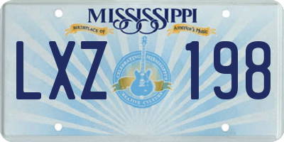 MS license plate LXZ198