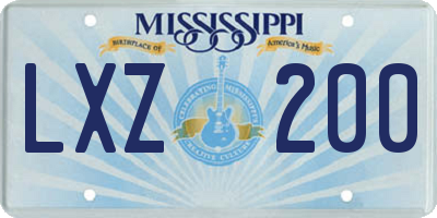 MS license plate LXZ200