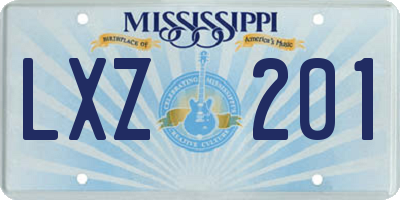 MS license plate LXZ201