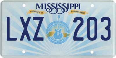 MS license plate LXZ203