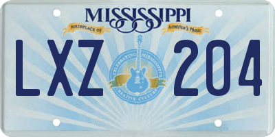 MS license plate LXZ204