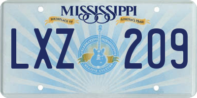MS license plate LXZ209