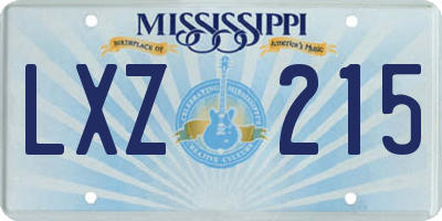 MS license plate LXZ215