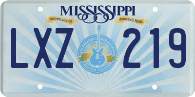 MS license plate LXZ219