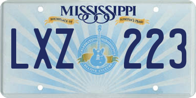 MS license plate LXZ223