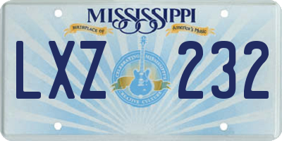 MS license plate LXZ232