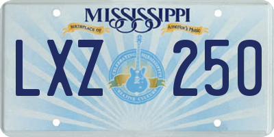 MS license plate LXZ250