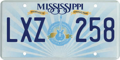 MS license plate LXZ258