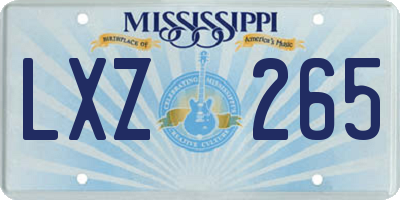 MS license plate LXZ265