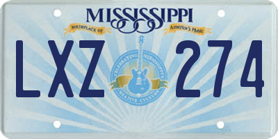 MS license plate LXZ274