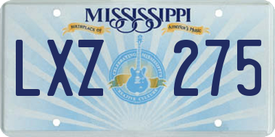 MS license plate LXZ275