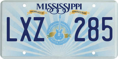 MS license plate LXZ285