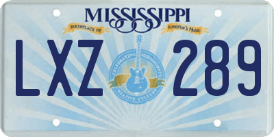 MS license plate LXZ289