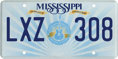 MS license plate LXZ308