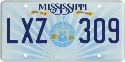 MS license plate LXZ309