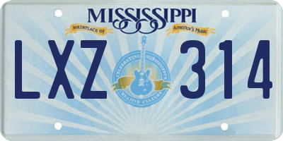 MS license plate LXZ314