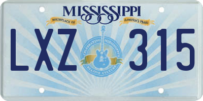 MS license plate LXZ315