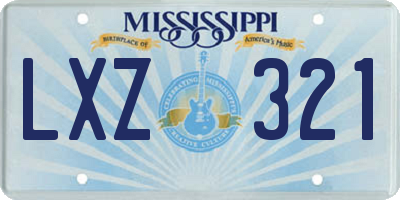 MS license plate LXZ321