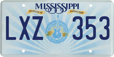 MS license plate LXZ353