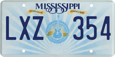 MS license plate LXZ354