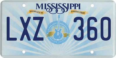 MS license plate LXZ360